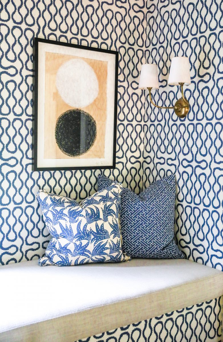 Blue and white vintage patterned nook