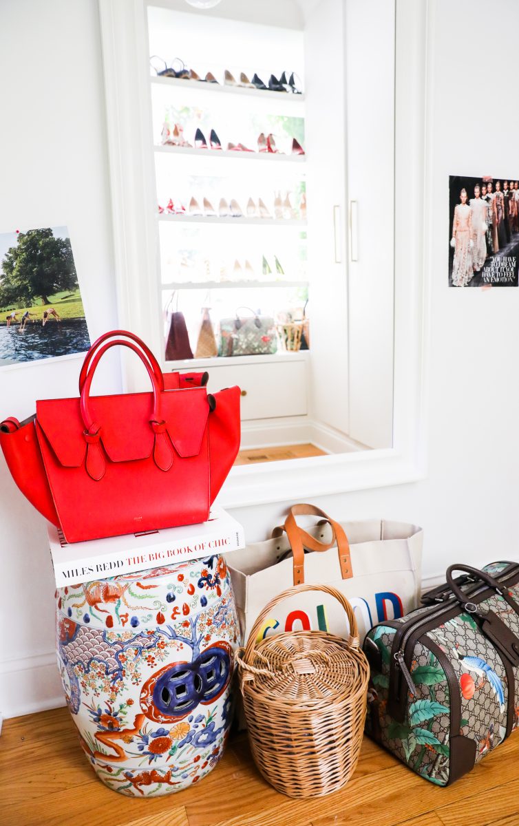 Red purse with large bag collection