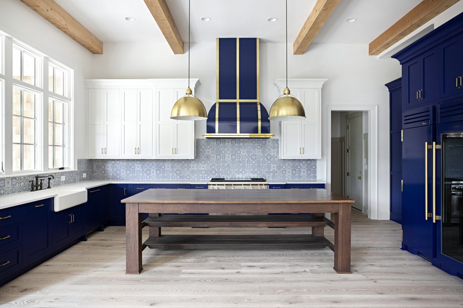 blue and white kitchen after remodel. Inspiration from Textures Nashville