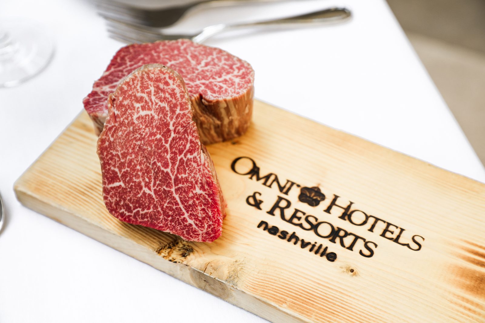 Waygu beef served by the Omni Hotel's food staff in Nashville TN