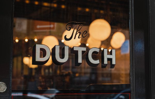 The Dutch Restaurant sign and logo featured with background lighting. Picture featured in the online Nashville magazine editorial: The Nashville Edit